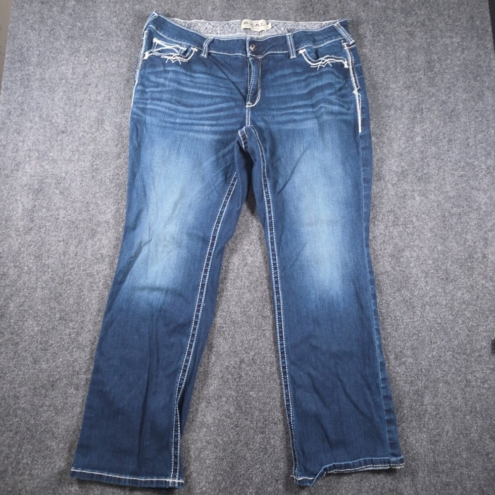 Ariat REAL Entwined Boot Cut Jeans Womens 22WR Marine Mid Rise Western Rodeo
